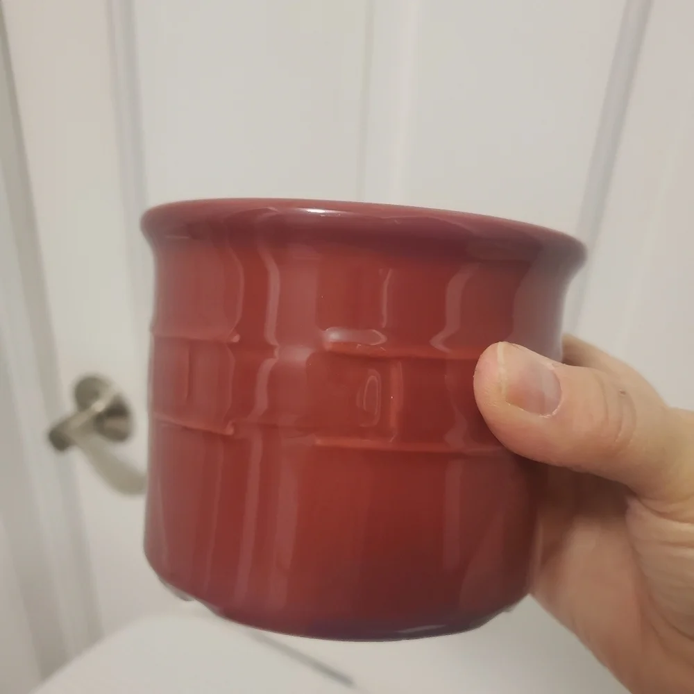 Longaberger Woven Traditions Paprika in Color 1 Pint Crock/candle holder, USA